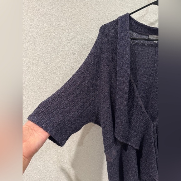 Classiques Entier Silk Wool Linen Blend Purple Knit Open Front Cardigan Size XL - Picture 3 of 14